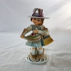 30s/40s Vintage Antique Mid-Century Modern Kitsch Cute Doll Ceramic Sculptural Child Dress Figurine Statue Pottery Czech German Italy French