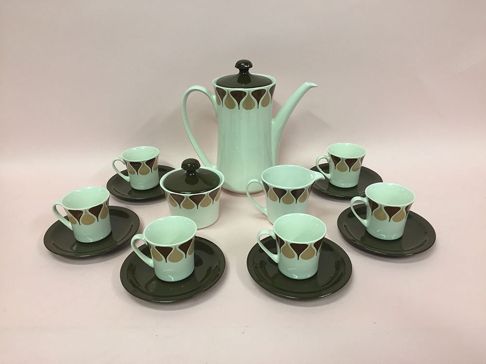 Cafe＆teapot diguo 60s/70s Antique Vintage Porcelain MOD Space Age Motif Mid