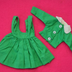 Authentic Vintage Clothes 50s Emerald Green Two-Piece Jumper Jacket Fashion Haute Couture Poupée Doll Teenager Little Miss Revlon Coty Toni