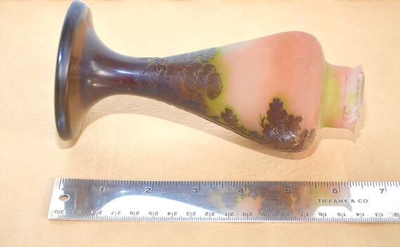 NOT REPRO Genuine 1890 Emile Gallé Incised Glass Signed Art