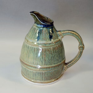 19th-Century Antique Art Nouveau JUGENDSTIL ART&CRAFT 1890-1905 French Glaze Ceramic Celadon Blue Wine Pitcher  Vintage Mid-Century Modern