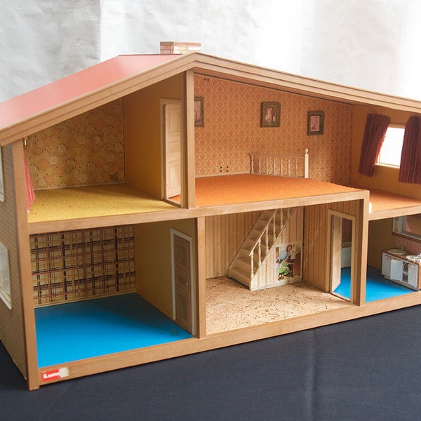 Lundby Suecia 1960 Vintage Doll's House Muebles Diseñador moderno de mediados de siglo Hanse Dinamarca Brio BODO HENNIG Dos historias Modernismo danés