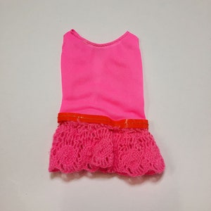 1960s Vintage Clothes Classic Doll Fashion Barbie Mattel Baby Boom Era Twist'nTurn Mod 1970 P.J. #1118 Hot Pink Tricot Bathing Suit Swimsuit image 1