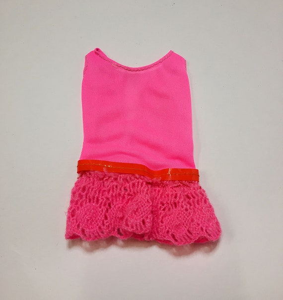 1960s Vintage Clothes Classic Doll Fashion Barbie Mattel Baby Boom Era Twist'nTurn Mod 1970 P.J. #1118 Hot Pink Tricot Bathing Suit Swimsuit