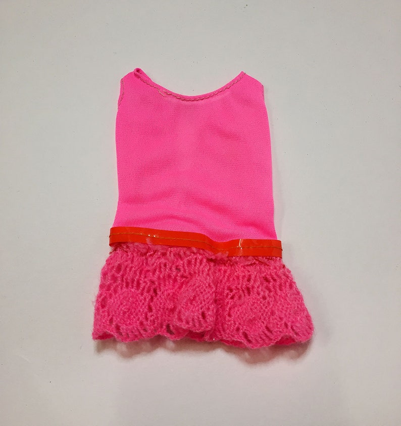 1960s Vintage Clothes Classic Doll Fashion Barbie Mattel Baby Boom Era Twist'nTurn Mod 1970 P.J. #1118 Hot Pink Tricot Bathing Suit Swimsuit image 1