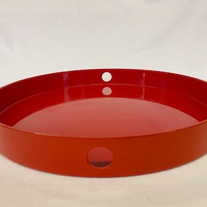 Vintage Orange ARTIPRESENT German DESIGN Lacquered Mod Pop Art Space Age Mid-Century Modern Designer Round Tray 60s Cocktail Kitchen Barware