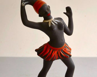 1930s Vintage Mid-Century Modern French Hawaiian Dancer Terracotta Ceramic Statuette KonTiki Hawaii Polynesia Don's Beachcomber Trader Vic