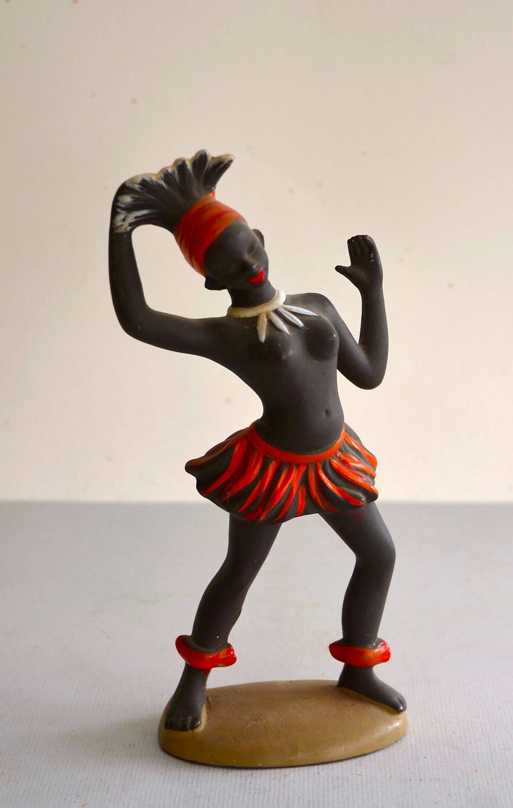 1930S Vintage Mid-Century Modern French Hawaiian Dancer Terracotta Ceramic Statuette Kontiki Hawaii Polynesia Don's Beachcomber Trader Vic
