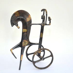 Frederic Weinberg Raymor, década de 1950, Carro etrusco-romano de bronce, estilo moderno de mediados de siglo, Hollywood Regency, Fratelli Fanciullacci, Bitosi Londi Gambone