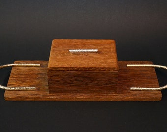 1920s/30s ART DECO Streamlined Moderne FRENCH France Vintage Antique European Hand-made All Solid Oak Wood Tobacciana Tobacco Cigarette Box