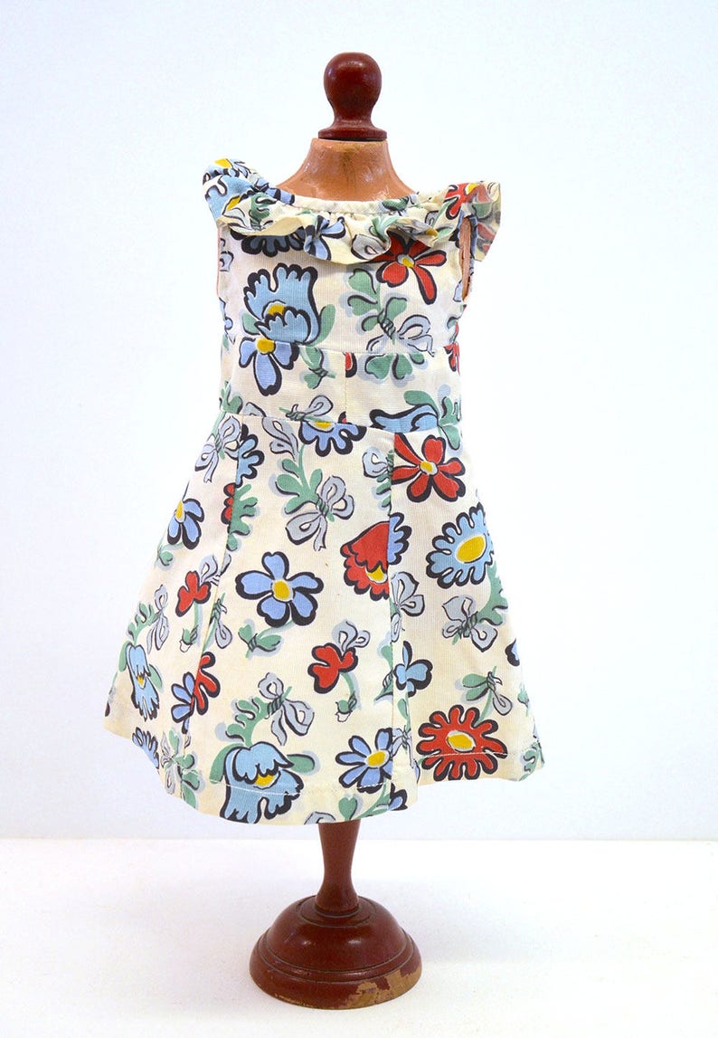 Kampes Knee-length Print DRESS 1920s1930s Authentic Vintage Fashion Cloth Doll Maker Atlantic City Original Kathe Kruse KAMKINS Louise R
