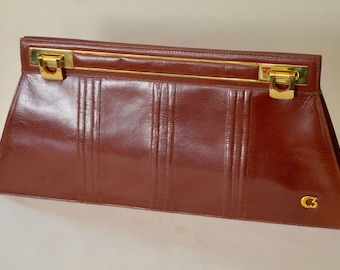 Vintage 1970s Italian PELLETTERIA C3 Leather Fashion Handbag Purse High Fashion Milan Mid Century Modern CLUTCH Disco Studio 52 Chain Mirror