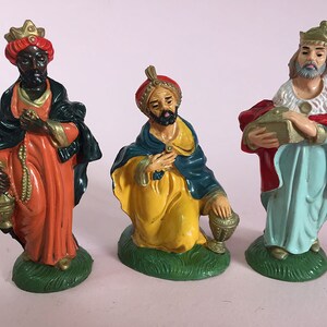 Antique Vintage Nativity Créche Roi Mage King Christmas Blackamoor Display Folklore Bible Wise men Papier Maché Figurine Fontanini Nativity
