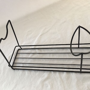1950s/60s Vintage Mid-Century Modern Design Mathieu Matégot Black Metal Ultra French Jacques Tati Modernist Wine Bottle Holder Rack Graphic