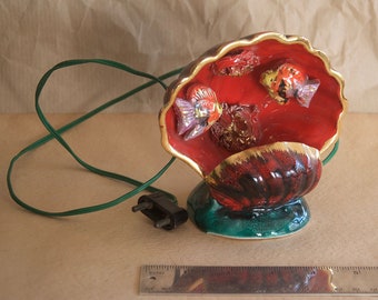CERÁMICA FRANCESA Kitsch de los años 50 Lámpara antigua vintage Decoración Lava gruesa Modernista de mediados de siglo Cerámica Concha Mar Océano Pez Vallauris Francia