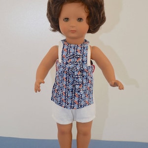 Rare 1940s/50 Authentic Antique Vintage European Original Fashion Doll Clothes Apron Jumper Onesie Celluloid Rhodoid Articulated Sleep Eyes