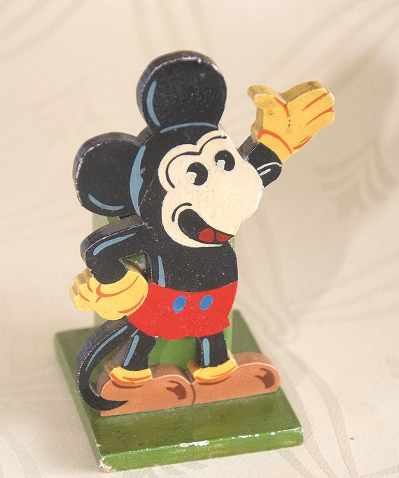 Vintage Disney Mickey Mouse Pencil Hugger Straw Topper Clip on Hands Rubber