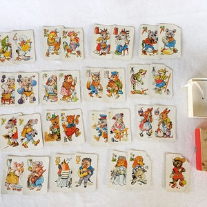 Gioco di carte antico per bambini, giocattolo vintage europeo del 1920, MISTIGRI, animale antropomorfo, fiaba, CAPIEPA PIATNIK, Vienna, n. 272, Tlc francese
