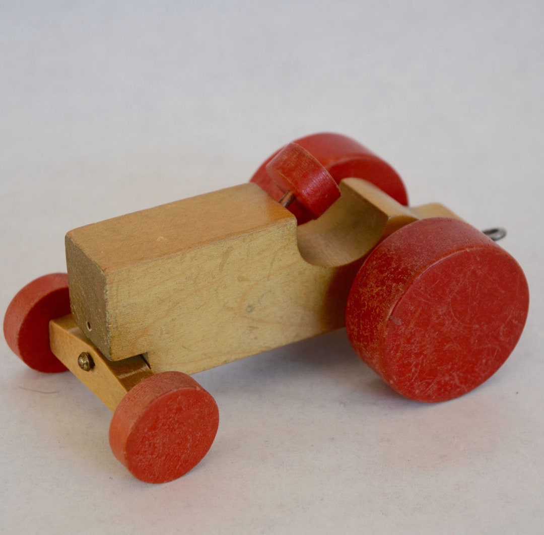 1950s Vintage Antique Stylized Art Deco Swiss Wood Toy TRACTOR