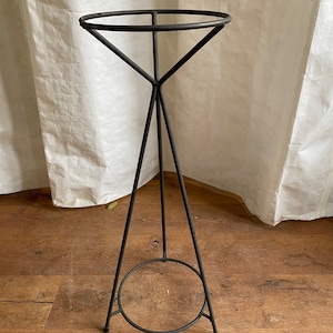 Rare 1950s Vintage Mid-Century Modern Mathieu Matégot Umbrella Stand Whimsical Black Wrought Iron Metal Ultra Modern French Jacques Tati