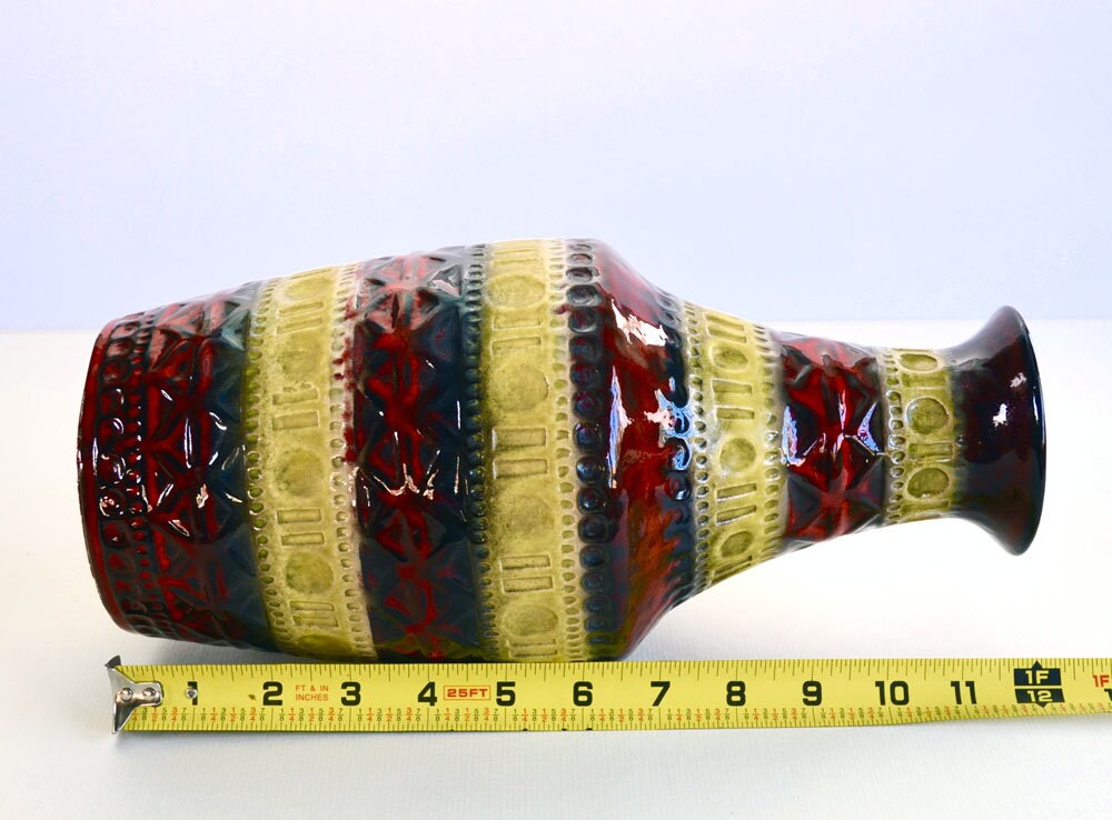 1950s W German Pottery Vintage Vase Fat Lava Mid-century