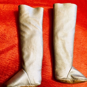 Vintage Orig 1960s SEBINO BETTINA Mod Patent Leather Thigh high Silver GoGo Bardot Pavone Boots Alta Moda Italian Fashion Haute Couture Doll
