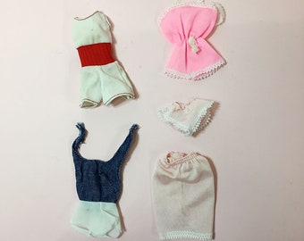 Lot Vintage 1960s-70s Doll Mattel Fashion Clothes Slip Panties Freemoving-era Ken Tennis Shorts Jumpsuit Busy Barbie  Denim Halter Top TLC