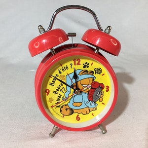 GARFIELD KRESKÓWKA Lata 70./80. Kot Jon Arbuckle Zabytkowy nowoczesny z połowy wieku, zasilany bateriami, kuchenny gabinet ZEGAR Fantazyjny Jim Davis Nowoczesny francuski