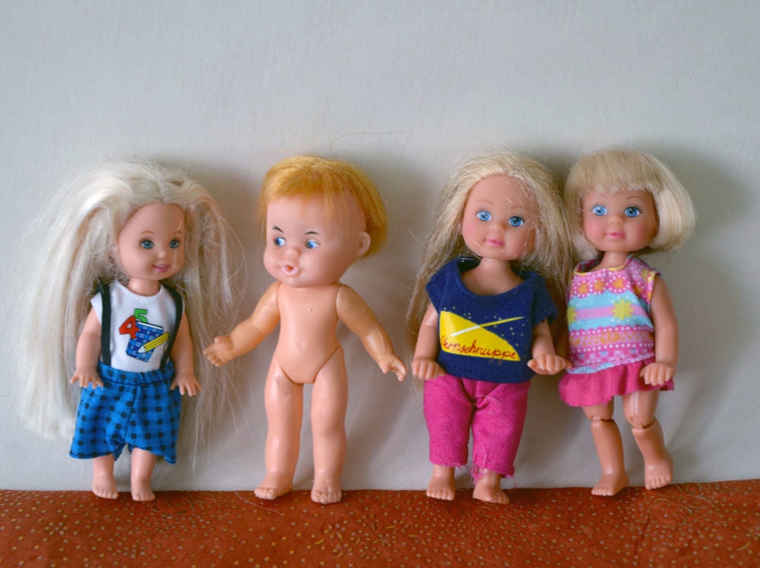 3 1990s Vintage Orig. MATTEL BARBIE Sister Brother Baby Children Friend Doll European Chelsea
