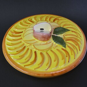 1940s-1950s FRENCH POTTERY Covered Apple Pie Dish Vintage Mid-Century Modern Ceramic Palissy Pop Art Vallauris Kitchenware Retro Kitchen