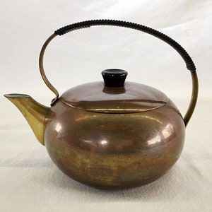 Vintage 1920-30-tal Fransk Saint Louis Ren Koppar Bauhaus Tekanna Mitten av århundradet Modern Moderne Streamlined Design Mathieu Matégot Hagenauer-stil