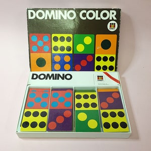 Juego de cartas Toy Box Mod de los años 60 DOMINO COLOR DISET, dominó europeo antiguo vintage, geométrico, estilo Bauhaus, juguetes creativos, era intelectual.