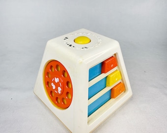 Baby Lernspielzeug Vintage Fischerpreis Menschen Plastikspielzeug Spielset Pop Art 1960er Jahre ? Bewegliche Teile Drehscheibe Rutschtiere Tiere