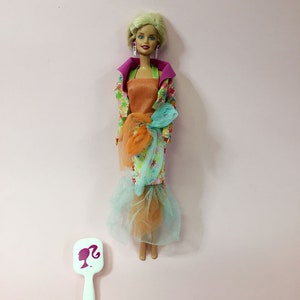 1980/1990s Doll Cut ? Blonde Hair Vintage Mattel BARBIE Doll Fashion European Edition Pink Long Dress Colorful Tulle Superstar Rockers-era