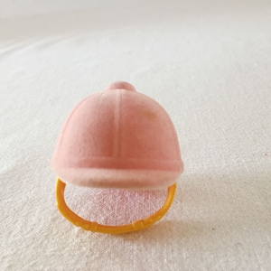 Vintage 1960s/1970s Doll Pink Riding Helmet Accessories Horse Helmut fits Tammy Susi Barbie Rare Color Velveteen Finish Equestrian Gymkahana