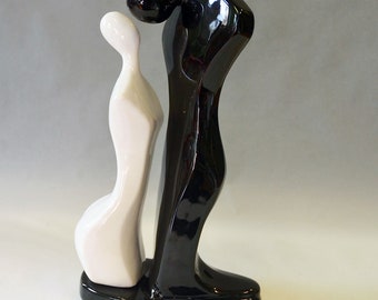 1970s Vintage Fat Lava Mid-Century Modern Ceramic Sculptural Biomorphic Couple Figurine Statue EDMUND RONAKY JARU California Italy Pottery