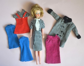 Vintage Antik Orig. Frankreich 1960er Jahre TRESSY MOD Lot Modepuppe amerikanischen Charakter Palitoy Original Outfits Wachsen-Haar Snouky Toots Mini Kleid