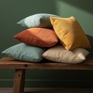 Juego de 4 fundas de almohada de pana – Cojines decorativos estilo boho para sofá