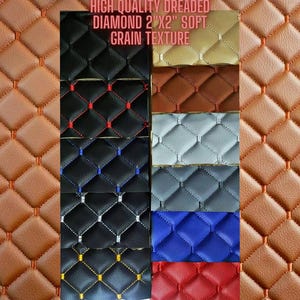 Diamond Stitch Faux Leather Quilted Fabric: Auto Upholstery, DIY Projects