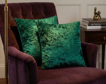Lot de 2 housses de coussin en velours vert émeraude, lot de 2 housses de coussin texturées de luxe pour une décoration élégante de canapé de salon