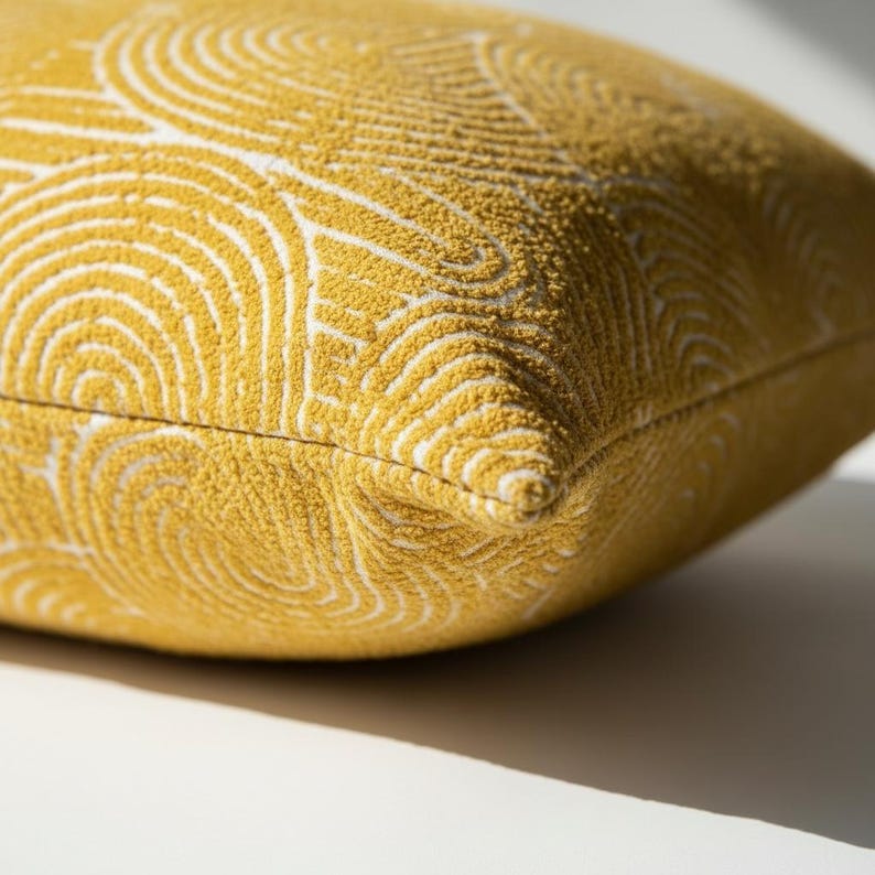 Mustard Yellow Boho Pillow Cover Set Of 2 – Textured Geometric Cushion for Modern Farmhouse Decor image 5