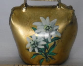 Vintage Alpine Souvenir Hand-Painted Edelweiss Cowbell/Dinner Bell