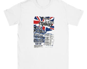 Anarchy in the UK 1976 Tour Daten T-Shirt | Sex Pistols Punk-Rock-Grafik-T-Shirt | Retro Britisches Punk Hemd