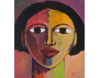 Handmade Art Print - &quot;BECOMING&quot; - Abstract Face Art - High Quality Paper Print - Wall Decor