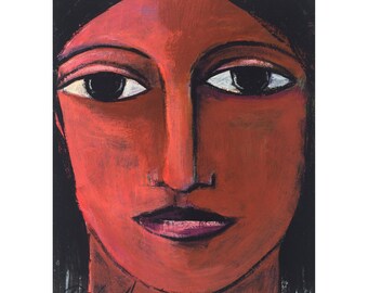 Handmade Art Print - &quot;IN THE END&quot; - Abstract Face Art - High Quality Paper Print - Wall Decor