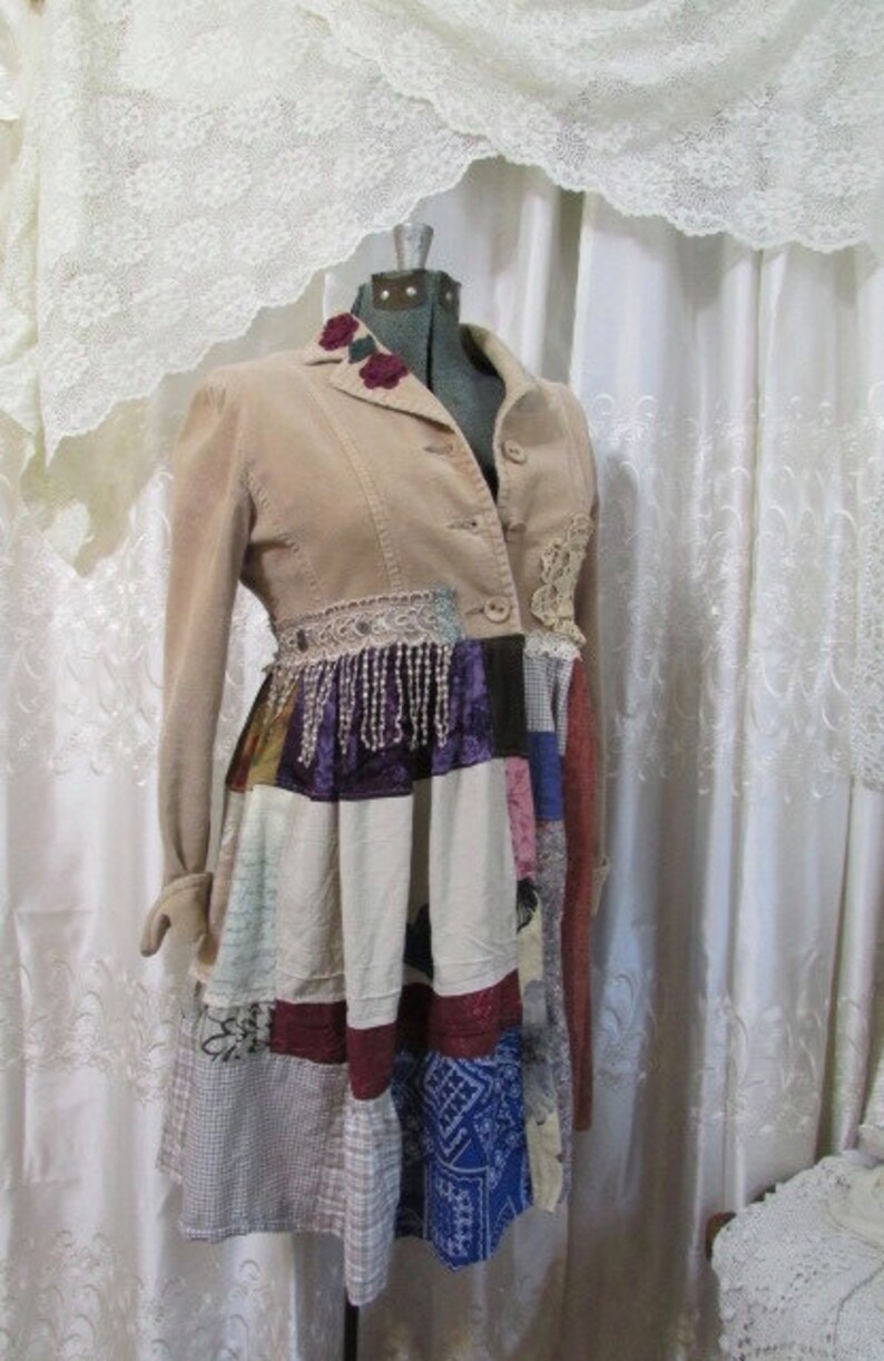 Patchwork Jacket Coat Tan Corduroy Boho Jacket Bohemian Etsy