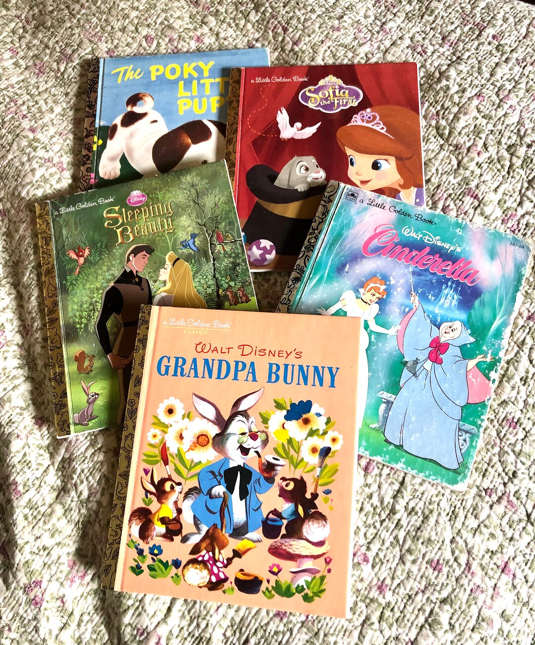 Vintage Children Books, Set of Five 5, a Little Golden Book Series, Girl Child Nursery Decor, S5