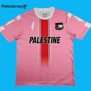 Palästina Pink Jersey – Arabische Karte Shirt Rot Streifen Unisex Support T-Shirt