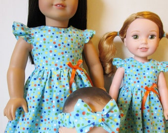 Handmade Doll Clothes Dress fit 15 Amerian Girl Bitty Baby Dolls Handcraft Voile