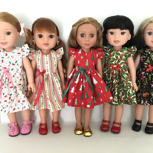 Clothes for 14.5 inch doll fits like Wellie Wisher Heart for Heart Glitter Girls Dress CHRISTMAS SHOP